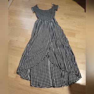 Hollister XS Smucked Bodice Highlow Gingham Black and White Women's Dress